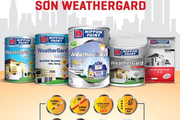 Sơn Nippon Weathergard Plus+, Sơn ngoại thất cao cấp được các nhà thầu khuyên dùng.