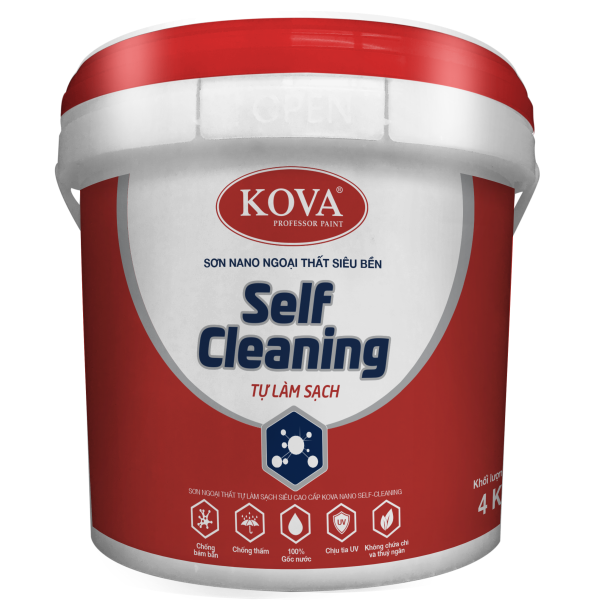 Sơn ngoại thất tự làm sạch siêu cao cấp KOVA NANO Self Cleaning Bề mặt mờ 4kg